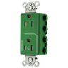 Straight Blade Devices, Receptacles, Style Line Decorator Duplex, SNAPConnect, Controlled, 15A 125V, Tamper Resistant, 2-Pole 3-Wire Grounding, Nylon, Green