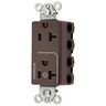 Straight Blade Devices, Receptacles, Decorator Duplex, SNAPConnect, Half Controlled, 20A 125V, 2-Pole 3-Wire Grounding, Nylon, Brown