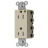 Straight Blade Devices, Receptacles, Style Line Decorator, SNAPConnect, Hospital Grade, Tamper Resistant, 15A 125V, 2-Pole 3- Wire Grounding, 5-15R, Nylon, Ivory, USA