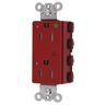 Straight Blade Devices, Receptacles, Style Line Decorator, SNAPConnect, Hospital Grade, Isolated Ground, Tamper Resistant, LED Indicator, 15A 125V, 2-Pole 3- Wire Grounding, 5-15R, Nylon, Red