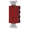 Straight Blade Devices, Receptacles, Style Line Decorator, SNAPConnect, Hospital Grade, Tamper Resistant, LED Indicator, 15A 125V, 2-Pole 3- Wire Grounding, 5-15R, Nylon, Red