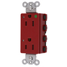 Straight Blade Devices, Receptacles, Style Line Decorator, SNAPConnect, Hospital Grade, LED Indicator, 15A 125V, 2-Pole 3- Wire Grounding, 5-15R, Nylon, Red