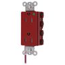 Straight Blade Devices, Receptacles, Style Line Decorator, SNAPConnect, Hospital Grade, Tamper Resistant, Split Circuit, 15A 125V, 2-Pole 3- Wire Grounding, 5-15R, Nylon, Red, USA