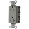 Straight Blade Devices, Receptacles, Style Line Decorator, SNAPConnect, Hospital Grade, Tamper Resistant, 20A 125V, 2-Pole 3- Wire Grounding, 5-20R, Nylon, Gray, USA
