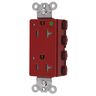 Straight Blade Devices, Receptacles, Style Line Decorator, SNAPConnect, Hospital Grade, Tamper Resistant, LED Indicator, 20A 125V, 2-Pole 3- Wire Grounding, 5-20R, Nylon, Red, USA