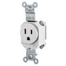 Straight Blade Devices, Receptacles, Simplex, SNAPConnect, Hospital Grade, 15A 125V, 2-Pole 3-Wire Grounding, 5-15R,  White