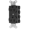 Straight Blade Devices, Receptacles, Duplex, SNAPConnect, 2-Pole 3-Wire Grounding, 15A 125V, 5-15R, Nylon, Black, USA.