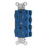 Straight Blade Devices, Receptacles, Tamper Resistant, Duplex, SNAPConnect, LED Indicator, 15A 125V, 2-Pole 3-Wire Grounding, 5-15R, Nylon, Blue