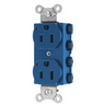 Straight Blade Devices, Receptacles, Duplex, SNAPConnect, LED Indicator, 15A 125V, 2-Pole 3-Wire Grounding, 5-15R, Nylon, Blue.
