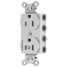Straight Blade Devices, Receptacles, Duplex, SNAPConnect, Split Circuit, Half Controlled, 15A 125V, 2-Pole 3-Wire Grounding, Nylon, White