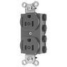 Straight Blade Devices, Receptacles, Duplex, SNAPConnect, Split Circuit, Controlled, 15A 125V, 2-Pole 3-Wire Grounding, Nylon, Gray