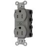 Straight Blade Devices, Receptacles, Duplex, SNAPConnect, Tamper Resistant, LED Indicator, 15A 125V, 2-Pole 3-Wire Grounding, 5-15R, Nylon, Gray.