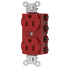 Straight Blade Devices, Receptacles, Duplex, SNAPConnect, LED Indicator, 2-Pole 3-Wire Grounding, 15A 125V, 5-15R, Nylon, Red