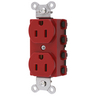 Straight Blade Devices, Receptacles, Duplex, SNAPConnect, 2-Pole 3-Wire Grounding, 15A 125V, 5-15R, Red, Nylon, USA.