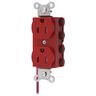 Straight Blade Devices, Receptacles, Duplex, SNAPConnect, Tamper Resistant, Split Circuit, 15A 125V, 2-Pole 3-Wire Grounding, 5-15R, Nylon, Red, USA