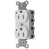 Straight Blade Devices, Receptacles, Duplex, SNAPConnect, Tamper Resistant, LED Indicator, 15A 125V, 2-Pole 3-Wire Grounding, 5-15R, Nylon, White
