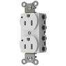 Straight Blade Devices, Receptacles, Duplex, SNAPConnect, LED Indicator, 15A 125V, 2-Pole 3-Wire Grounding, 5-15R, Nylon, White.