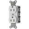 Straight Blade Devices, Receptacles, Duplex, SNAPConnect, 2-Pole 3-Wire Grounding, 15A 125V, 5-15R, Nylon, White, USA.
