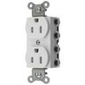 Straight Blade Devices, Receptacles, Duplex, SNAPConnect, Tamper Resistant, 15A 125V, 2-Pole 3-Wire Grounding, 5-15R, Nylon, White, USA