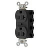 Straight Blade Devices, Receptacles, Duplex, SNAPConnect, 20A 125V, 2-Pole 3-Wire Grounding, 5-20R, Nylon, Black