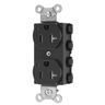 Straight Blade Devices, Receptacles, Duplex, SNAPConnect, Tamper Resistant, LED Indicator, 20A 125V, 2-Pole 3-Wire Grounding, 5-20R, Nylon, Black, USA