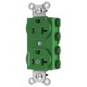 Straight Blade Devices, Receptacles, Duplex, SNAPConnect, Split Circuit, Half Controlled, 20A 125V, 2-Pole 3-Wire Grounding, 5-20R, Nylon, Green