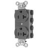 Straight Blade Devices, Receptacles, Duplex, SNAPConnect, Split Circuit, Half Controlled, 20A 125V, 2-Pole 3-Wire Grounding, 5-20R, Nylon, Gray
