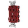 Straight Blade Devices, Receptacles, Duplex, SNAPConnect, Split Circuit, Half Controlled, 20A 125V, 2-Pole 3-Wire Grounding, 5-20R, Nylon, Red