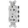 Straight Blade Devices, Receptacles, Duplex, SNAPConnect, Split Circuit, Half Controlled, 20A 125V, 2-Pole 3-Wire Grounding, 5-20R, Nylon, White