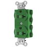 Straight Blade Devices, Receptacles, Duplex, SNAPConnect, Controlled, 20A 125V, 2-Pole 3-Wire Grounding, Nylon, Green