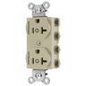 Straight Blade Devices, Receptacles, Duplex, SNAPConnect, Controlled, 20A 125V, 2-Pole 3-Wire Grounding, Nylon, Ivory