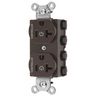 Straight Blade Devices, Receptacles, Duplex, SNAPConnect, Controlled, 20A 125V, 2-Pole 3-Wire Grounding, Nylon, Brown