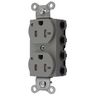 Straight Blade Devices, Receptacles, Duplex, SNAPConnect, LED Indicator, Tamper Resistant, 20A 125V, 2-Pole 3-Wire Grounding, 5-20R, Nylon, Gray, USA
