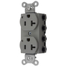 Straight Blade Devices, Receptacles, Duplex, SNAPConnect, LED Indicator, 20A 125V, 2-Pole 3-Wire Grounding, 5-20R, Nylon, Gray
