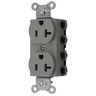 Straight Blade Devices, Receptacles, Duplex, SNAPConnect, 20A 125V, 2-Pole 3-Wire Grounding, 5-20R, Nylon, Gray, USA