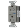 Straight Blade Devices, Receptacles, Duplex, SNAPConnect, Surge supression, Tamper Resistant, LED Indicator, 20A 125V, 2-Pole 3-Wire Grounding, 5-20R, Nylon, Gray, USA