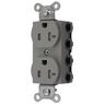 Straight Blade Devices, Receptacles, Duplex, SNAPConnect, Tamper Resistant, 20A 125V, 2-Pole 3-Wire Grounding, 5-20R, Nylon, Gray, USA
