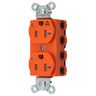Straight Blade Devices, Receptacles, Duplex, SNAPConnect, Isolated Ground, Tamper-Resistant, LED Indicator, 20A 125V, 2-Pole 3-Wire Grounding, 5-20R, Nylon, Orange