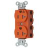 Straight Blade Devices, Receptacles, Duplex, SNAPConnect, Isolated Ground, Tamper Resistant, 20A 125V, 2-Pole 3-Wire Grounding, 5-20R, Orange