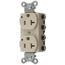 Straight Blade Devices, Receptacles, Duplex, SNAPConnect, LED Indicator, 20A 125V, 2-Pole 3-Wire Grounding, 5-20R, Nylon, Ivory