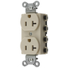 Straight Blade Devices, Receptacles, Duplex, SNAPConnect, 2-Pole 3-Wire Grounding, 20A 125V, 5-20R, Nylon, Ivory, USA.