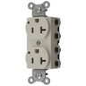 Straight Blade Devices, Receptacles, Duplex, SNAPConnect, LED Indicator, 20A 125V, 2-Pole 3-Wire Grounding, 5-20R, Nylon, Light Almond
