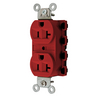 Straight Blade Devices, Receptacles, Duplex, SNAPConnect, 20A 125V, 2-Pole 3-Wire Grounding, 5-20R, Nylon, Red