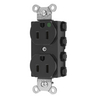Straight Blade Devices, Receptacles, Duplex, SNAPConnect, Hospital Grade, 15A 125V, 2-Pole 3-Wire Grounding, 5-15R, Nylon, Black, USA