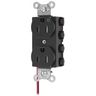 Straight Blade Devices, Receptacles, Duplex, SNAPConnect, Hospital Grade,Tamper Resistant, Split Circuit, 15A 125V, 2-Pole 3-Wire Grounding, 5-15R, Nylon, Black, USA