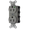 Straight Blade Devices, Receptacles, Duplex, SNAPConnect, Hospital Grade, LED Indicator, 15A 125V, 2-Pole 3-Wire Grounding, 5-15R, Nylon, Gray