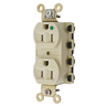 Straight Blade Devices, Receptacles, Duplex, SNAPConnect, Hospital Grade,15A 125V, 2-Pole 3-Wire Grounding, 5-15R, Nylon, Ivory