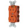 Straight Blade Devices, Receptacles, Duplex, SNAPConnect, Hospital Grade, Isolated Ground, Tamper Resistant, 15A 125V, 2-Pole 3-Wire Grounding, 5-15R, Nylon, Orange