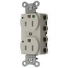 Straight Blade Devices, Receptacles, Duplex, SNAPConnect, Hospital Grade, Tamper Resistant, LED Indicator, 15A 125V, 2-Pole 3-Wire Grounding, 5-15R, Nylon, Light Almond, USA