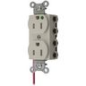 Straight Blade Devices, Receptacles, Duplex, SNAPConnect, Hospital Grade, Tamper Resistant, Split Circuit, 15A 125V, 2-Pole 3-Wire Grounding, 5-15R, Nylon, Light Almond, USA